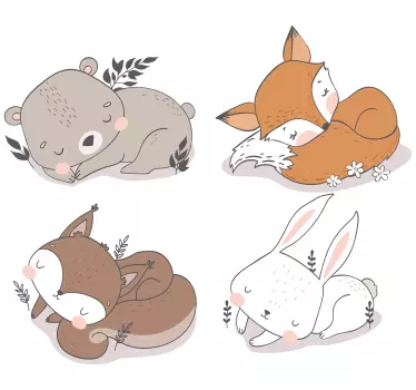 Comic Aufkleber Tierfreunde schlafen - TenStickers