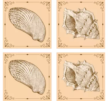 Fliesenaufkleber vintage Muscheln - TenStickers