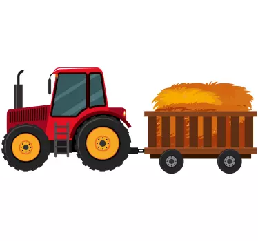 Spielzeug Aufkleber Traktor mit heu im wagen - TenStickers