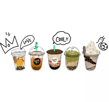 Aufkleber Text Sammlung bubble tea perle milch kaffee - TenStickers
