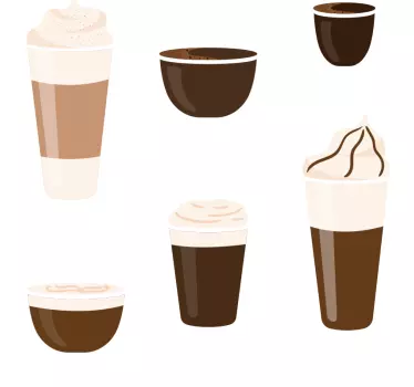 Aufkleber Text Kaffeearten abbildungen - TenStickers