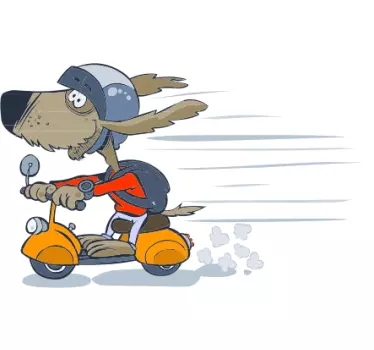 Hund auf Roller Sticker - TenStickers