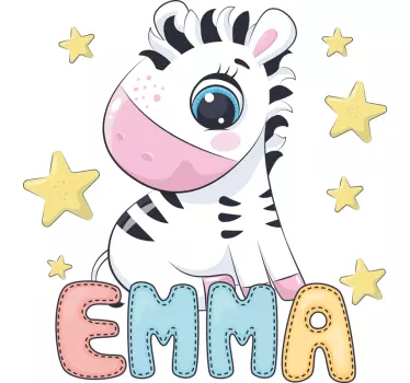 Personalisierte Sticker Süßes zebra und sterne - TenStickers