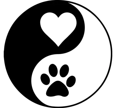 Wandaufkleber Yin yang print pfote und herz - TenStickers