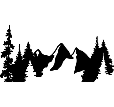 Sticker Natur Wald und berg silhouette - TenStickers