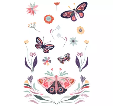 Duschkabinen Folie Schmetterling und blume - TenStickers