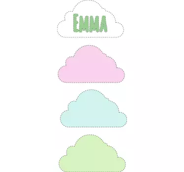 Sticker Baby Wolken mit Namen - TenStickers