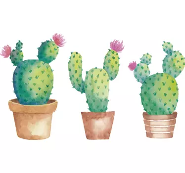Wandtattoo pflanzen lebendiges kaktus trio - TenStickers