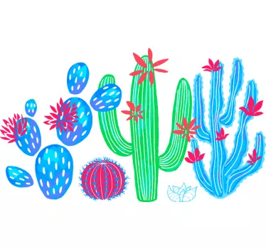 Wandtattoo pflanzen bunte kaktusarrangements - TenStickers