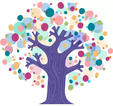 Wandtattoo Wald Baum des lebens regenbogenpunkte - TenStickers