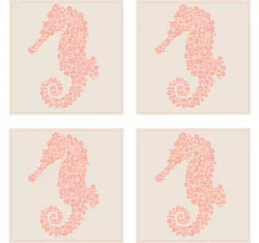Fliesenfolie Blumen seepferdchen - TenStickers