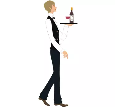 Wandtattoo Kellner mit Wein - TenStickers