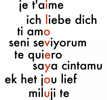 Herz Sticker Ich liebe dich in verschiedenen sprachen - TenStickers