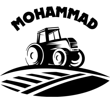 Personalisierte Sticker Traktor mit gras und Namen - TenStickers