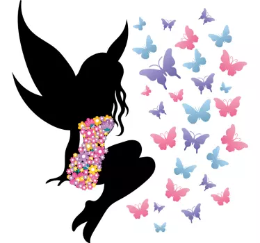 Feen Wandtattoo Fee mit schmetterlingen - TenStickers