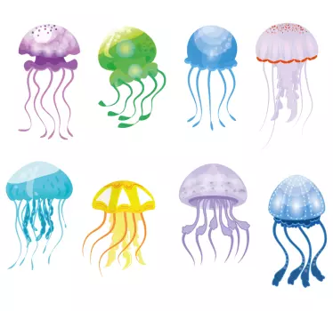 Wandtattoo Badezimmer bunte quallenvielfalt - TenStickers