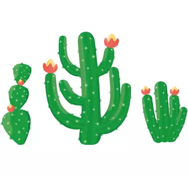 Wandtattoo Pflanze Drei blumige nüchterne kakteen - TenStickers