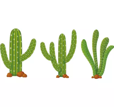 Wandtattoo pflanzen lebendige kaktusillustrationen - TenStickers