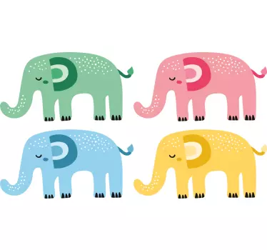 Wandstickers Kinderzimmer Elefanten in verschiedenen Farben - TenStickers