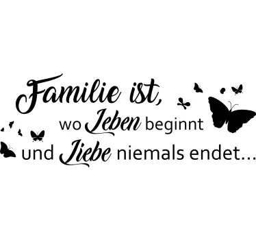 Sticker Zitat Familie ist leben und liebe - TenStickers