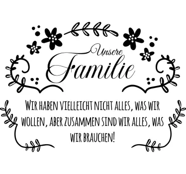 Sticker Zitat Unsere Familie - TenStickers