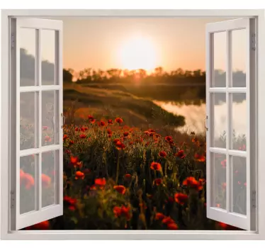 Blume Aufkleber 3d-ansichten zu einem frühlingsfeld von mohnblume - TenStickers