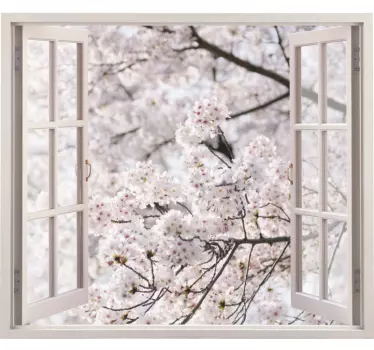 Blume Aufkleber 3d-ansichten zu einem frühling weiße bäume - TenStickers