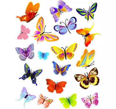 Bunte Schmetterlinge Sticker - TenStickers