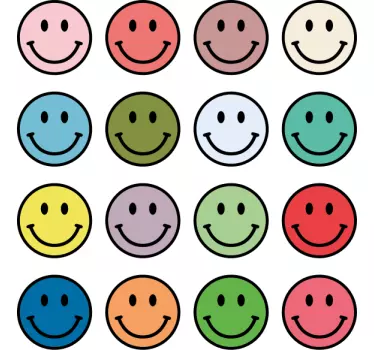 Wandtattoo Verschiedene Farben '90er smileys - TenStickers