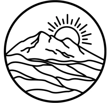 Sticker Natur Runde silhouette berg mit sonne - TenStickers