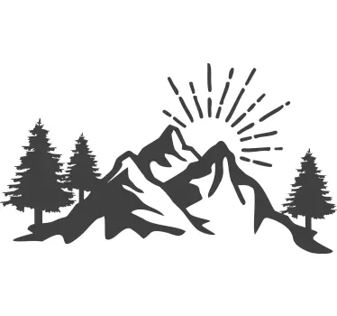 Sticker Natur Sonne berg silhouette - TenStickers