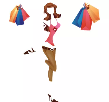 Wandtattoo glückliche shoppende Frau - TenStickers