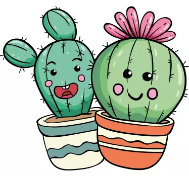 Wandtattoo pflanzen süße cartoon-kaktusse - TenStickers