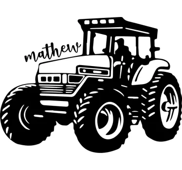 Personalisierte Sticker Einfarbiger traktor mit Namen - TenStickers