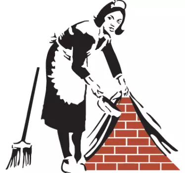 Banksy Putzfrau Wandtattoo Wohnzimmer - TenStickers