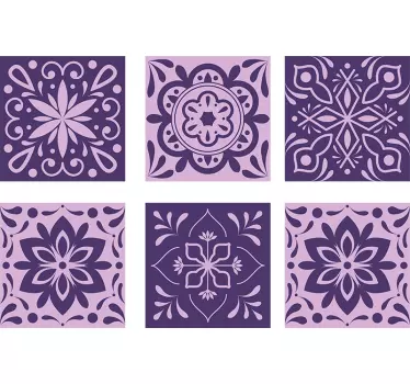 Fliesenfolie Lila blumenfliesen - TenStickers