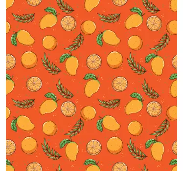 Klebefolie für Möbel Blätter mit orangen früchten - TenStickers