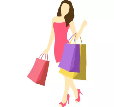 Wandtattoo elegante shoppende Frau - TenStickers