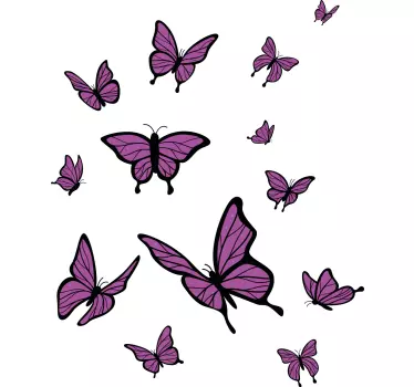 Wandtattoo schmetterling flatternde lila schmetterlinge - TenStickers