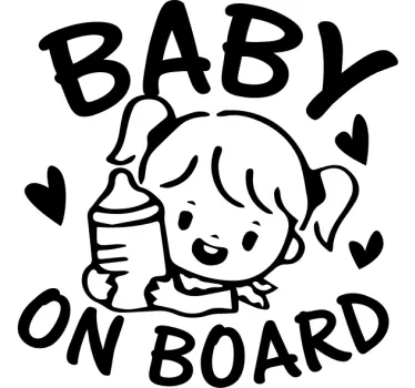 Baby Autoaufkleber Kleines mädchen mit flasche - TenStickers