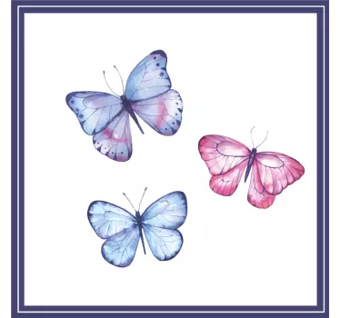 Fliesenfolie Rosa und blaue Schmetterlinge - TenStickers