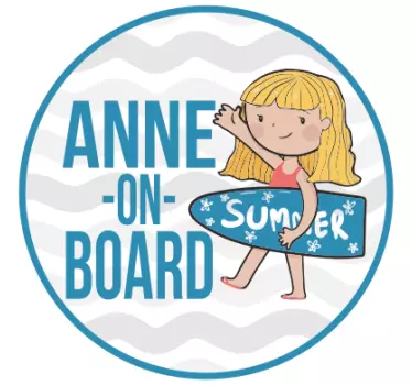 Baby on board aufkleber personalisiertes surf-abenteuer - TenStickers