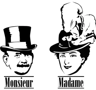 Aufkleber Toilettentür Monsieur Madame - TenStickers