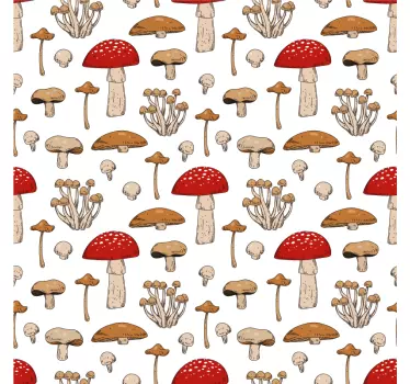 Klebefolie für Möbel Gelbe und rote pilze und blumen - TenStickers