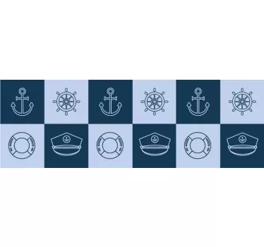 Tapetenbordüre Kacheln mit meeressymbolen - TenStickers