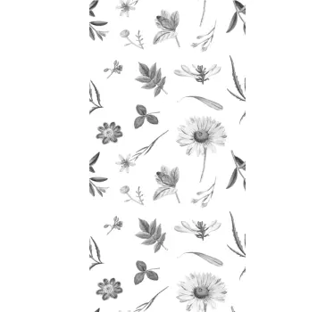 Kühlschrank Sticker Graue sprintblumen - TenStickers