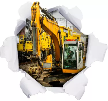 Aufkleber visuelle Effekte mit orangenen Bagger - TenStickers