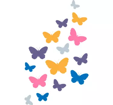 Wandtattoo Schmetterling bunt nach oben fliegen - TenStickers