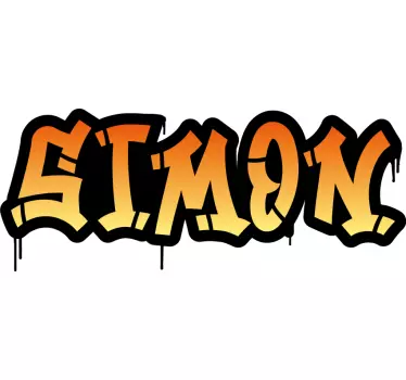 Personalisierte Sticker Name im Graffiti in orange - TenStickers