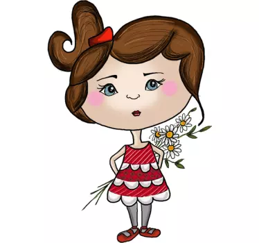 Wandtattoo Kinderzimmer Mädchen mit Blumen - TenStickers